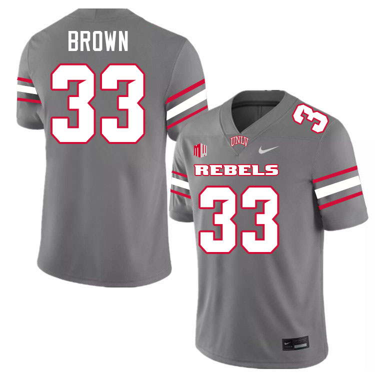 #33 Cameron Brown UNLV Rebels College Football Jersey Stitched-Grey